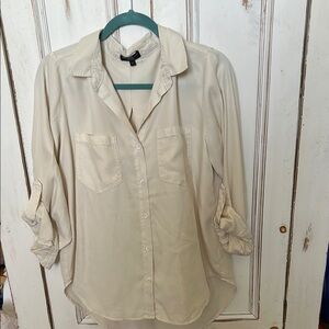 Cream Button-Up Blouse